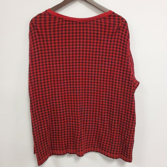 Chaps Womens Long Sleeve Plaid Henley Size 3X Red Lounge Leisure Modest Classic - Picture 3 of 11